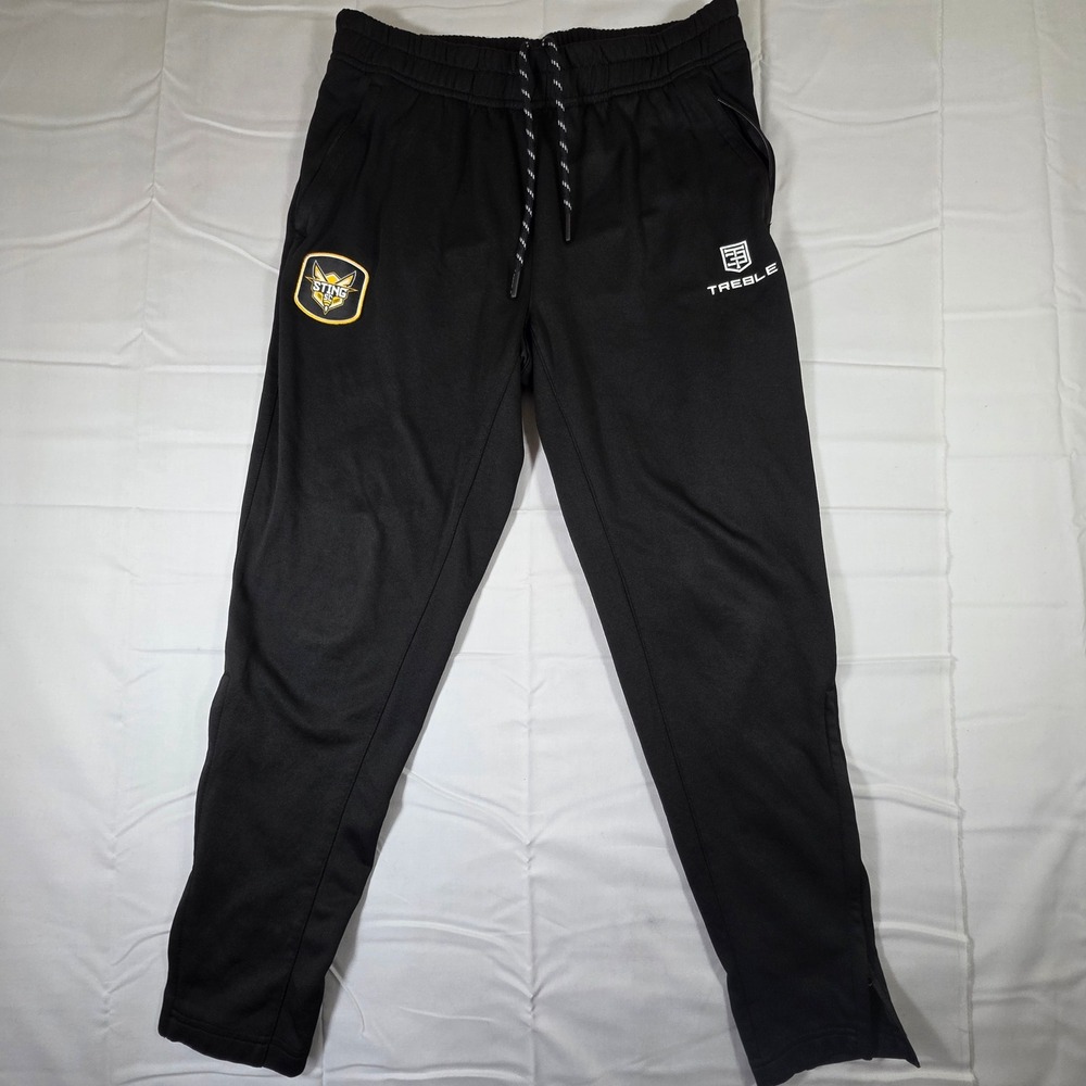 Treble Sting SC Soccer Training Pants Mens Small Black Tapered Joggers Zip Ankle